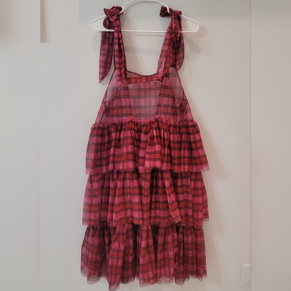 Kimchi Blue Backless Plaid Dress in Red, Pink and Burgundy  Size L - Picture 4 of 9